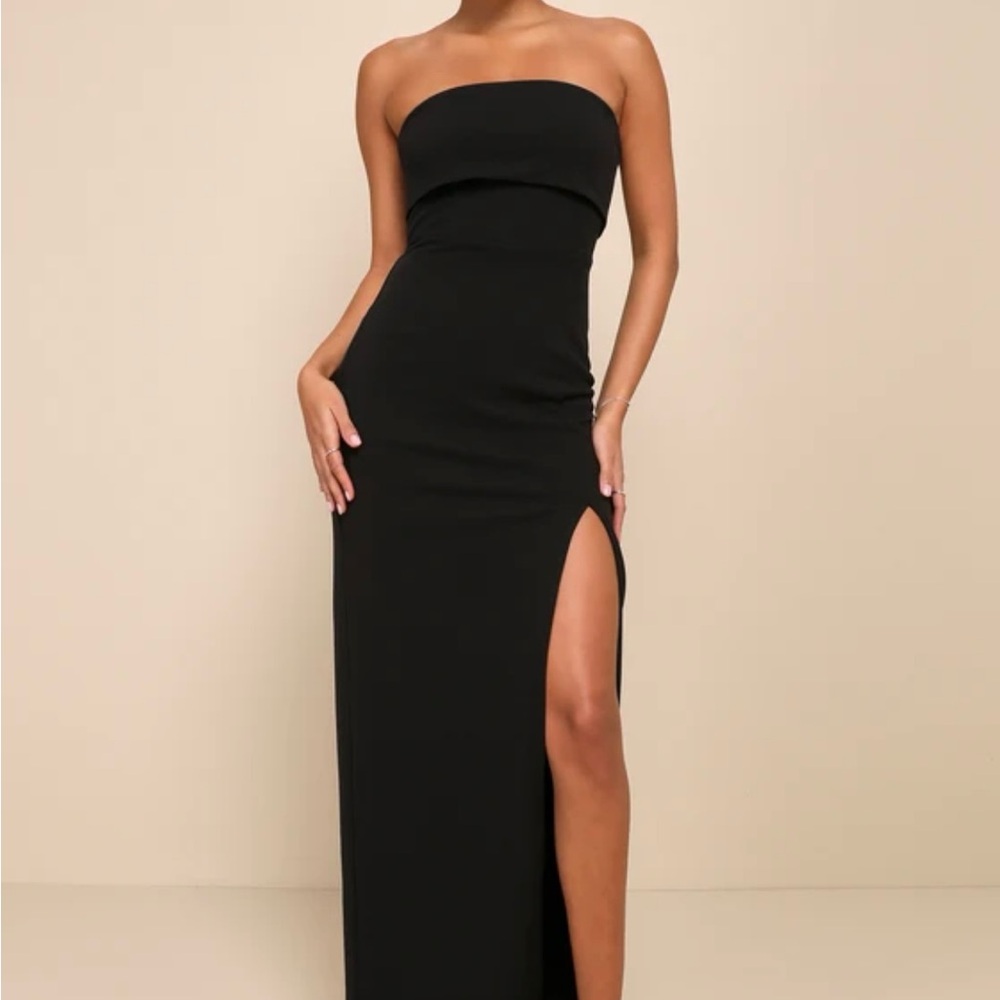 Lulu's Black Strapless Sheath Cocktail Dress